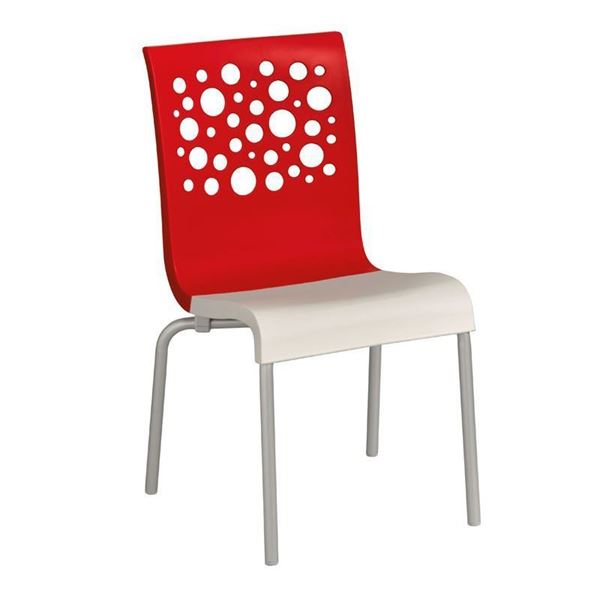 Tempo Stacking Chair With Two Toned Plastic Resin Seat And Aluminum Legs