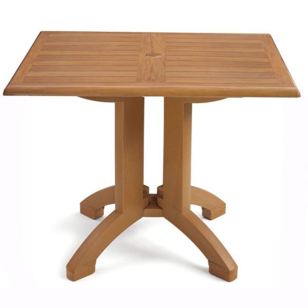 Atlanta 36” Square Pedestal Table With Umbrella Hole