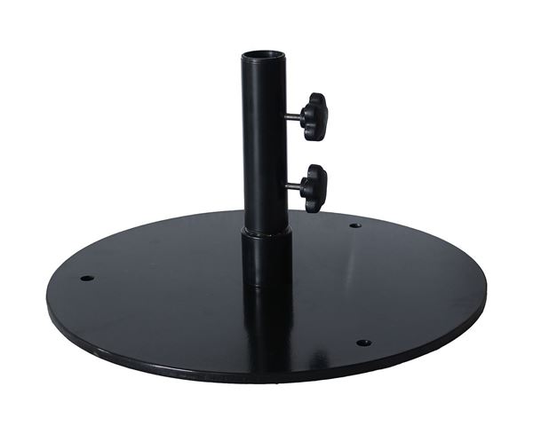 50 LB. Flat 20” Round Black Umbrella Base – For Under Table Use Or Surface Mount