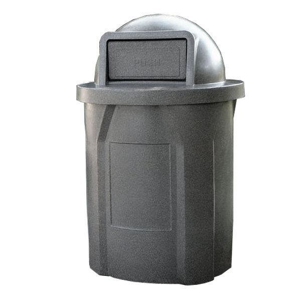 42 Gallon Pool Round Deck Trash Can With Dome Top Lid & Liner