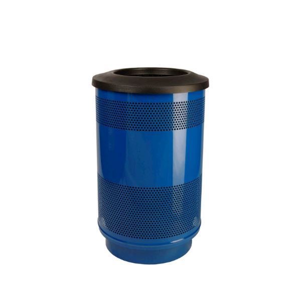 Round 55 Gallon Stadium Series Steel Trash Can with Liner, 86 lbs.
