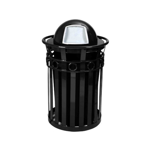 Round 36 Gallon Oakley Series Decorative Steel Powder Coated Trash Can with Liner, 97 lbs.