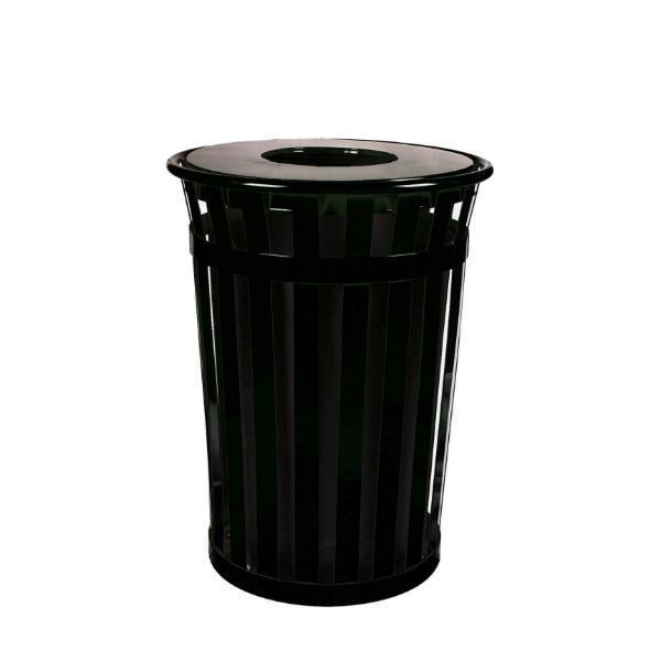 Round 36 Gallon Oakley Series Standard Steel Powder Coated Trash Can with Liner, 95 lbs.