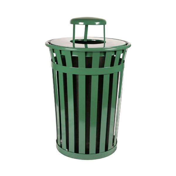 Round 36 Gallon Oakley Series Standard Steel Powder Coated Trash Can with Liner, 95 lbs.