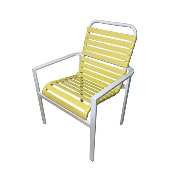 Waterside Vinyl Strap Dining Armchair - Commercial Aluminum Frame