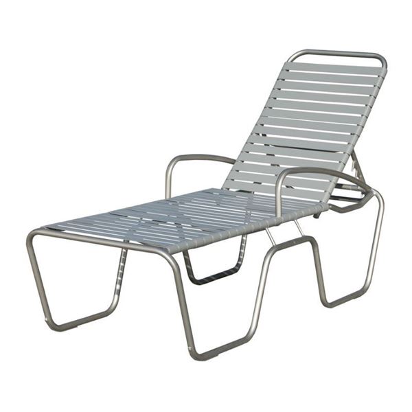Sanibel Full-Body Vinyl Strap Chaise Lounge with Aluminum Frame - 27 lbs.	