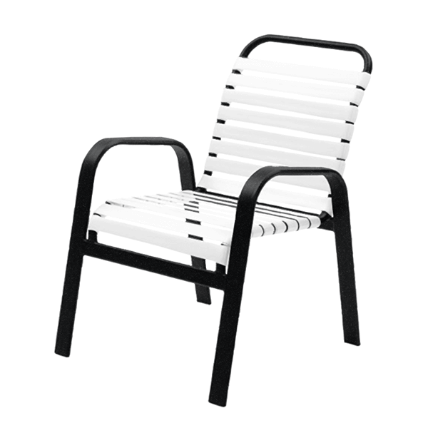 	Maya Vinyl Strap Dining Chair with Stackable Aluminum Frame 