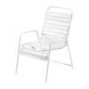 St. Maarten Dining Chair Vinyl Straps with White Stackable Aluminum Frame - White