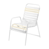 St. Maarten Dining Chair Vinyl Straps with White Stackable Aluminum Frame - Vanilla