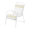 St. Maarten Dining Chair Vinyl Straps with White Stackable Aluminum Frame - Driftwood