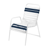 St. Maarten Dining Chair Vinyl Straps with White Stackable Aluminum Frame - Navy Blue