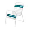 St. Maarten Dining Chair Vinyl Straps with White Stackable Aluminum Frame - Deepwater Blue