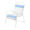 St. Maarten Dining Chair Vinyl Straps with White Stackable Aluminum Frame - Light Blue