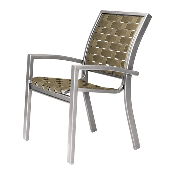 Telescope Kendall Cross Weave Strap Stacking Cafe Chair with Aluminum Frame