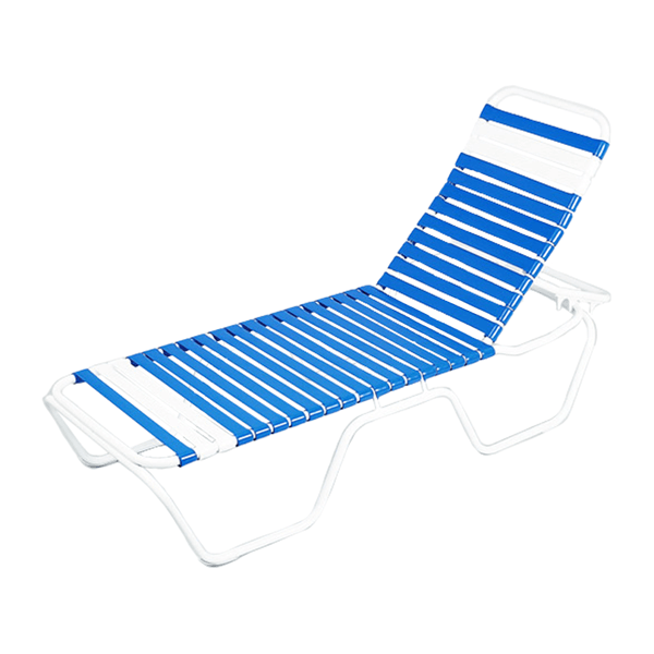 Daytona Commercial Chaise Lounge Vinyl Strap With Stackable Powder-Coated Aluminum Frame