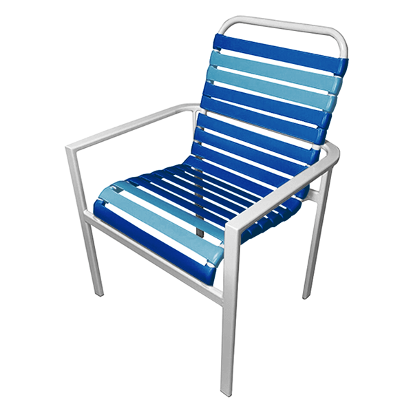 Waterside Vinyl Strap Dining Armchair - Commercial Aluminum Frame