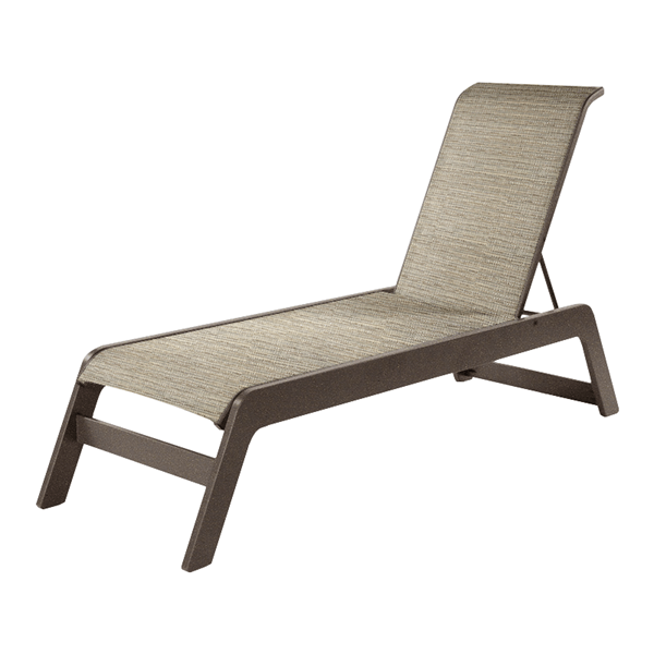 Malibu Armless Chaise Lounge Fabric Sling with Marine Grade Polymer Stackable Frame