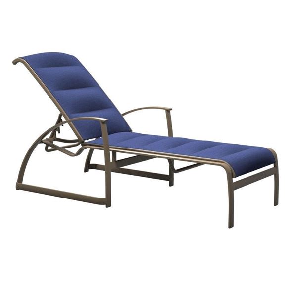 Tropitone MainSail Padded Sling Chaise Lounge with Stackable Commercial Aluminum Frame - 28 lbs.