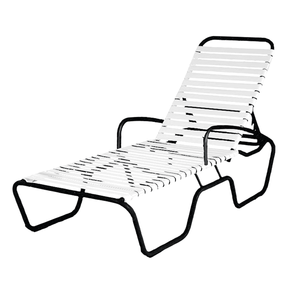 Sanibel Full-Body Vinyl Strap Chaise Lounge with Aluminum Frame - 27