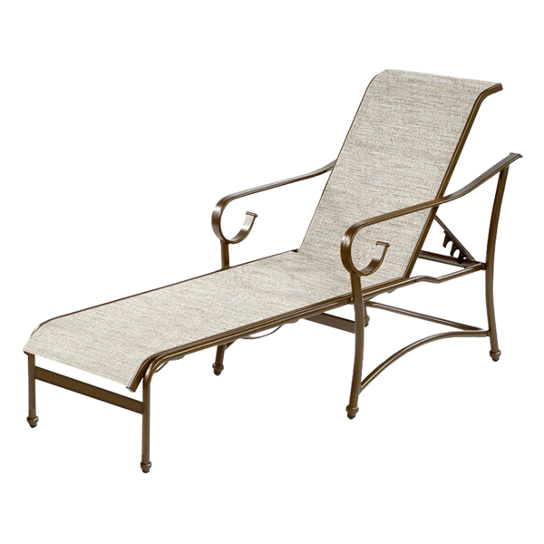 Tradewinds Chaise Lounge with Arms Fabric Sling with Aluminum Frame