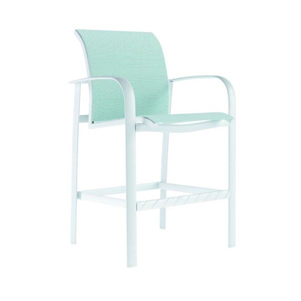 Tropitone Laguna Beach Relaxed Sling Bar Stool with Commercial-Grade Aluminum Frame - 20.5 lbs.
