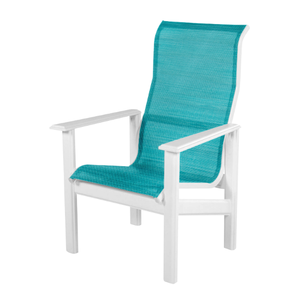 Hampton High Back Dining Arm Chair Fabric Sling with Marine Grade Polymer Frame