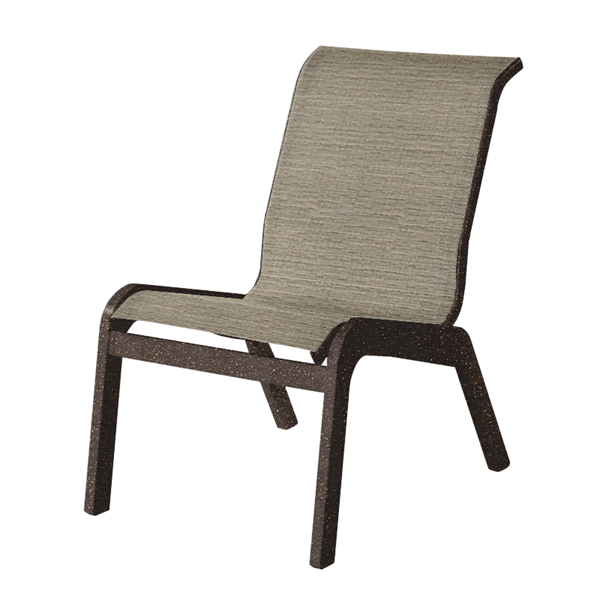 Malibu Armless Dining Chair Fabric Sling with Marine Grade Polymer Stackable Frame