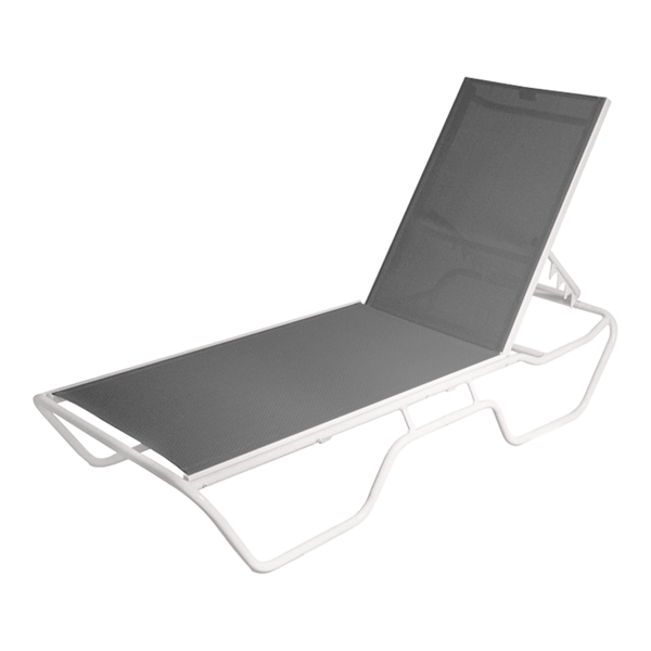 Delray Commercial Sling Full-Base Chaise Lounge Powder-Coated Aluminum Stackable