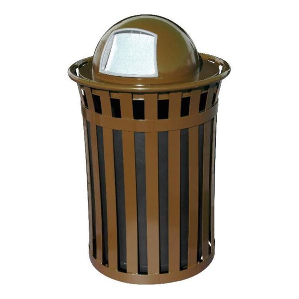 Round 36 Gallon Oakley Series Standard Steel Powder Coated Trash Can with Liner, 95 lbs.