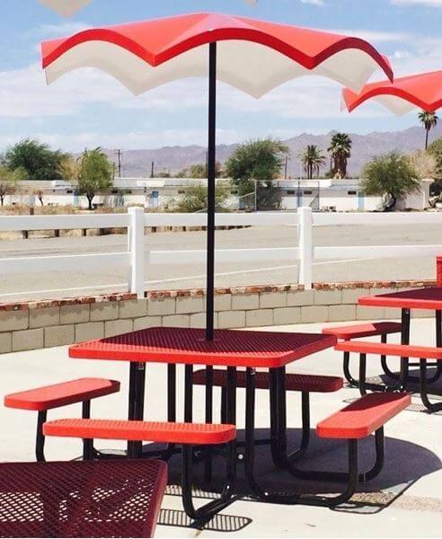 Umbrella 6 foot Wave Fiberglass Top with 1 1/2 Inch Powder Coated Black Pole