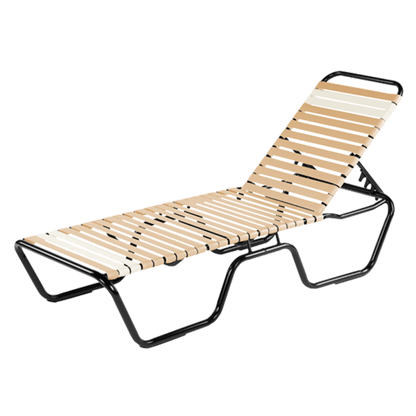 Vinyl Strap Neptune Chaise Lounge Stacked - Commercial Aluminum Frame