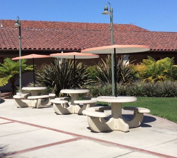 Umbrella 8 foot Round Starburst Fiberglass Top with 1 1/2 Inch Powder Coated Black Pole