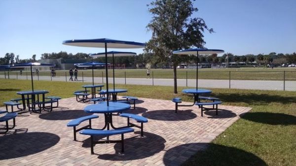Umbrella 8 foot Round Starburst Fiberglass Top with 1 1/2 Inch Powder Coated Black Pole