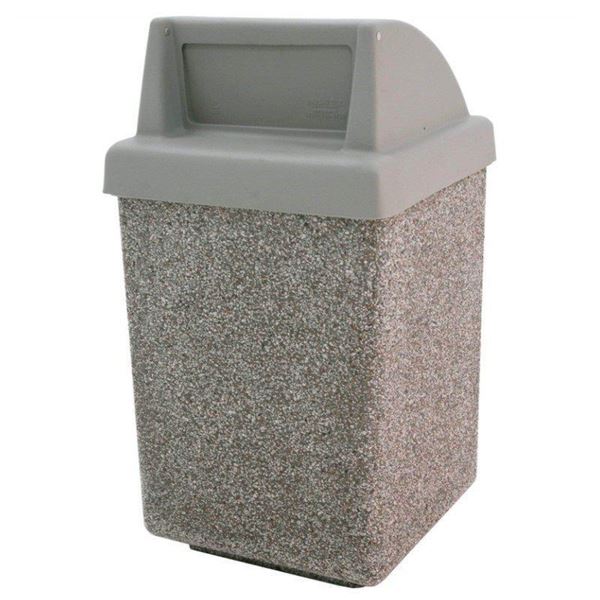 53 Gallon Concrete Pool Deck Trash Can - Gray