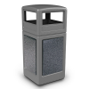 42 Gallon Stone Tec Commercial Square Plastic Trash Receptacle With Dome Lid