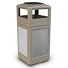 42 Gallon Plastic Pool Deck Trash Can with Stone Panel and Dome Ash Tray Top