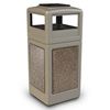 42 Gallon Plastic Pool Deck Trash Can with Stone Panel and Dome Ash Tray Top
