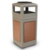 42 Gallon Plastic Pool Deck Trash Can with Stone Panel and Dome Ash Tray Top