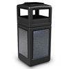 42 Gallon Plastic Pool Deck Trash Can with Stone Panel and Dome Ash Tray Top