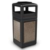 42 Gallon Plastic Pool Deck Trash Can with Stone Panel and Dome Ash Tray Top