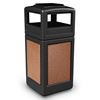 42 Gallon Plastic Pool Deck Trash Can with Stone Panel and Dome Ash Tray Top