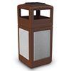 42 Gallon Plastic Pool Deck Trash Can with Stone Panel and Dome Ash Tray Top