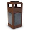 42 Gallon Plastic Pool Deck Trash Can with Stone Panel and Dome Ash Tray Top