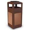 42 Gallon Plastic Pool Deck Trash Can with Stone Panel and Dome Ash Tray Top