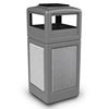 42 Gallon Plastic Pool Deck Trash Can with Stone Panel and Dome Ash Tray Top