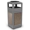 42 Gallon Plastic Pool Deck Trash Can with Stone Panel and Dome Ash Tray Top