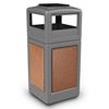 42 Gallon Plastic Pool Deck Trash Can with Stone Panel and Dome Ash Tray Top