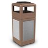 42 Gallon Plastic Pool Deck Trash Can with Stone Panel and Dome Ash Tray Top