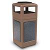 42 Gallon Plastic Pool Deck Trash Can with Stone Panel and Dome Ash Tray Top