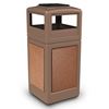 42 Gallon Plastic Pool Deck Trash Can with Stone Panel and Dome Ash Tray Top